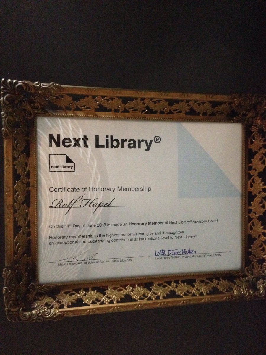 Lotteduwe's tweet photo. Thank you for your exeptional and supportive leadership. Now Honorary member of Next Library Advisory Board. Best wishes for your new adventures #rockonrolf https://t.co/FkF0gFsuHP