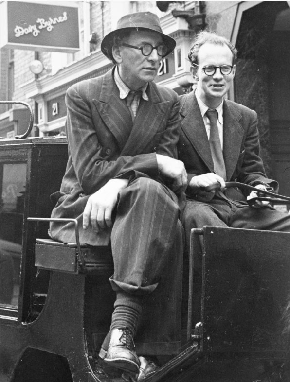 NLIreland's tweet photo. For all of you Joyce fans out there today, enjoy your #BloomsDay activities! Here is poet Patrick Kavanagh enjoying his in 1954 with Anthony Cronin. The catalogue link is here: https://t.co/BUWswavZSG https://t.co/w382FpV0CN