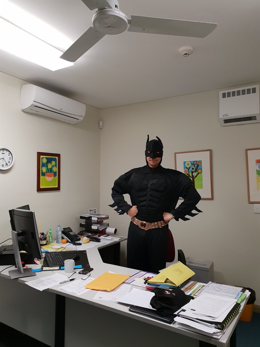 Batman took over our principal's office today! @TonyDAmore3 <a href="/rosehillps/">Rosehill PS</a>