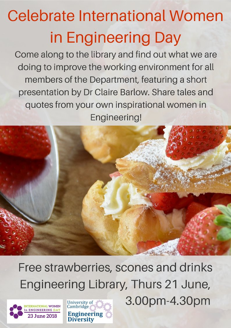 EngDiversity's tweet photo. Join us to celebrate #INWED18 at @CamEngLib with a strawberries &amp; cream tea afternoon, Thursday 21 June! 🍓☕️🍓 https://t.co/f3G6uXpeFa