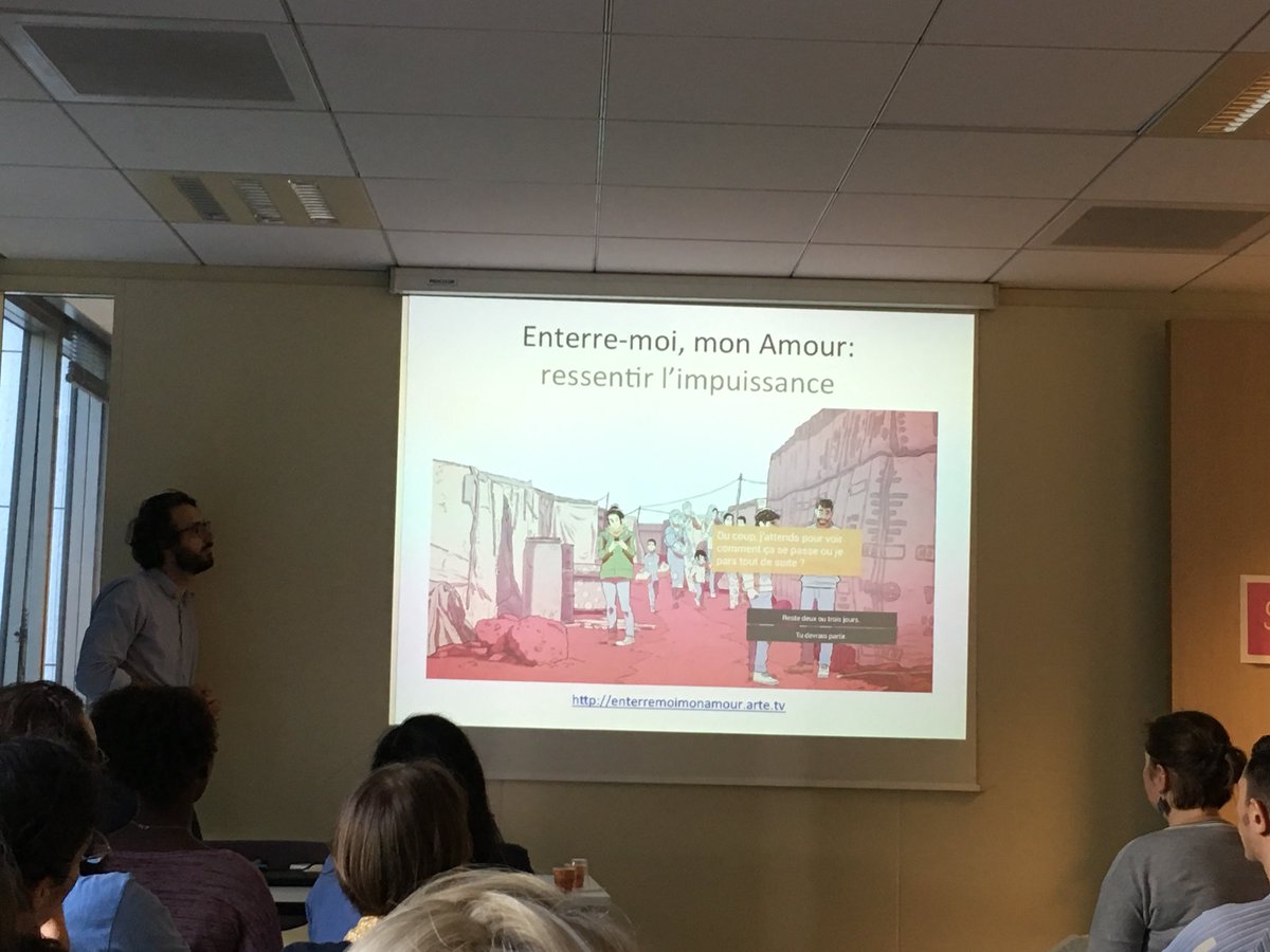 MikeShneider's tweet photo. Florent Maurin de @ThePixelHunt explique comment raconter le réel avec les jeux vidéo #openbayard @BMMLgame #migrants #refugees https://t.co/t5FQa2poEq