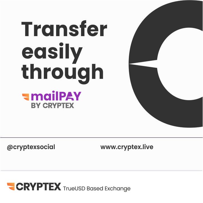 cryptexsocial's tweet photo. Transfer #Cryptocurrencies from one Email ID to another regardless of whether the receiver has a Cryptex account! To maximize the potential of Cryptocurrency trading, #mailPAY feature is completely free for every user! #TrueUSD #TUSD #Blockchain #StableCoin #CryptoExchange https://t.co/ALgNiWbsb9