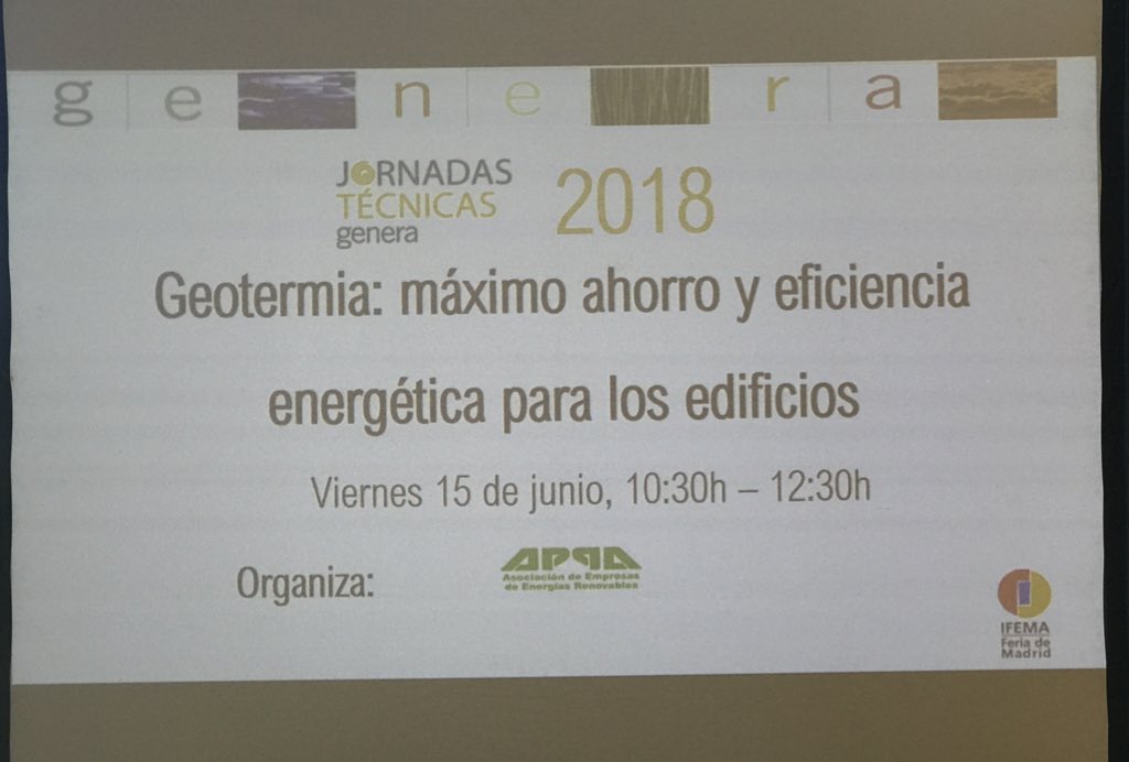 APPA_Renovables's tweet image. “La próxima década será la #decisiva, no podemos esperar a 2045 para acometer los retos de la #TransicionEnergetica”, @SergiodeOtto de @FRenovables en jornada de #Geotermia de @FeriaGenera #N118 #Genera2018
