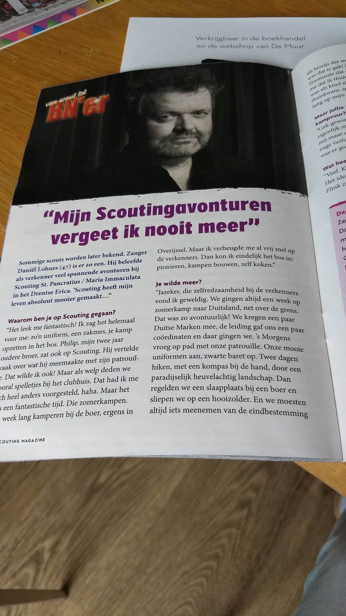 mwestera's tweet photo. @DanielLohues  in @scouting_nl magazine. Mooi detail: als groep vrienden van scouting gaan we elk jaar naar de voorstelling van Daniel. Om de scouting verhalen lachen we het hardst. https://t.co/3NrbK8uVyg