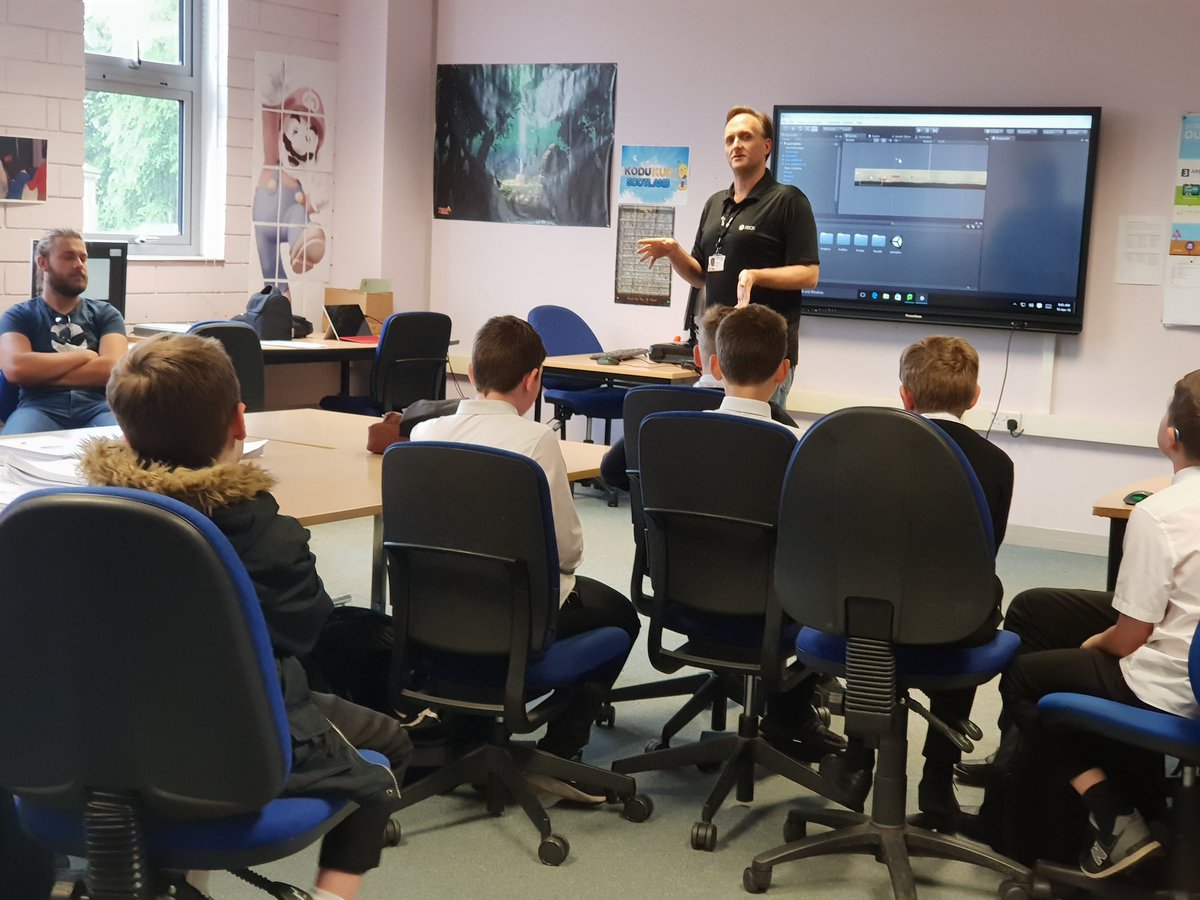 aford78's tweet photo. #digitalxtra Game jam today making @unity3d games @WestCollScot @WCSBusiness with @GlenifferHigh @St_Andrews_Acad #GameDesign #gamedev #teamwork https://t.co/XSz4JkeOll