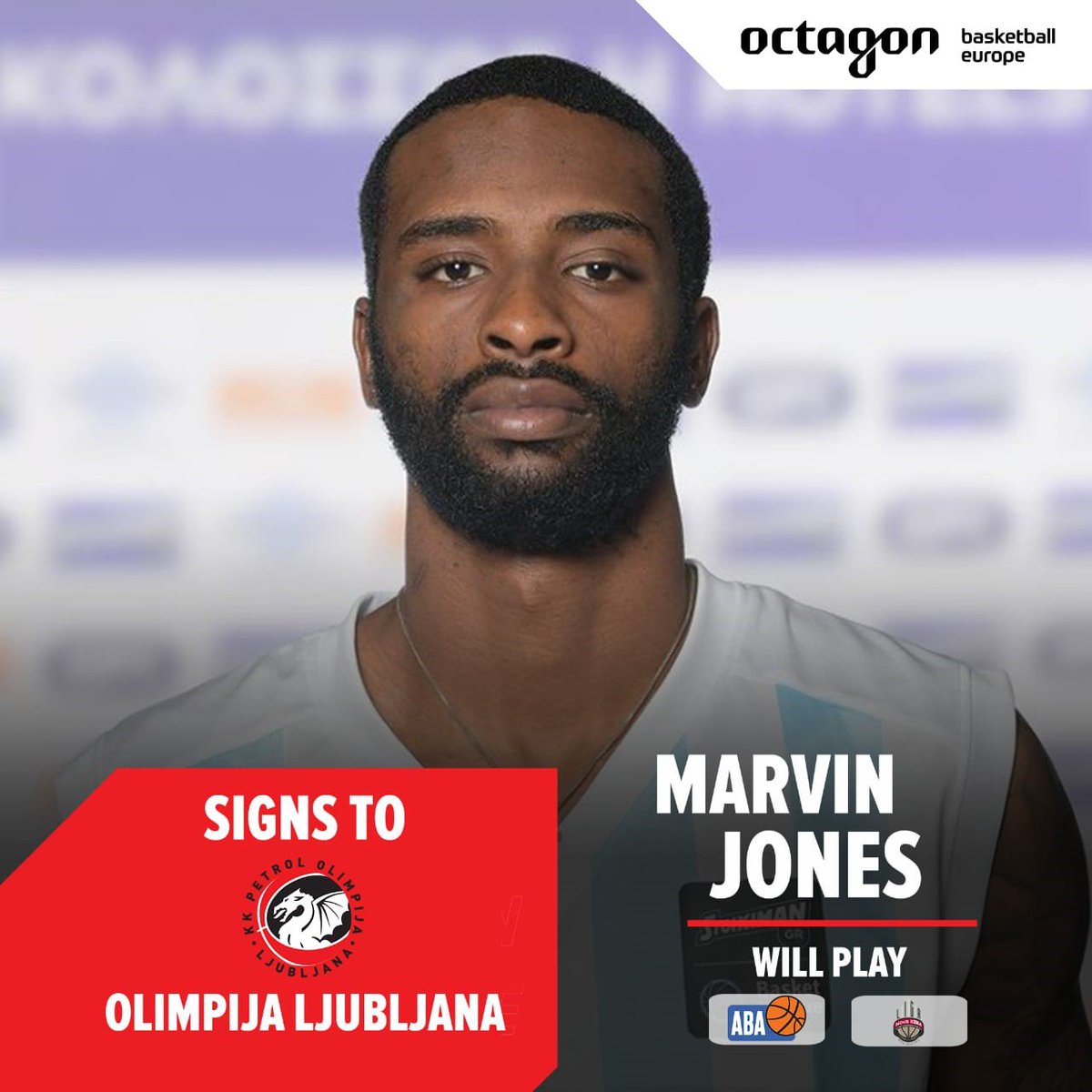 JelicOCT's tweet photo. OFFICIAL: After a great rookie season in the Greek A1, American center Marvin Jones @_MJones3 signs a 2-year deal with @petrol_olimpija #octagon https://t.co/RVCZisWPFD