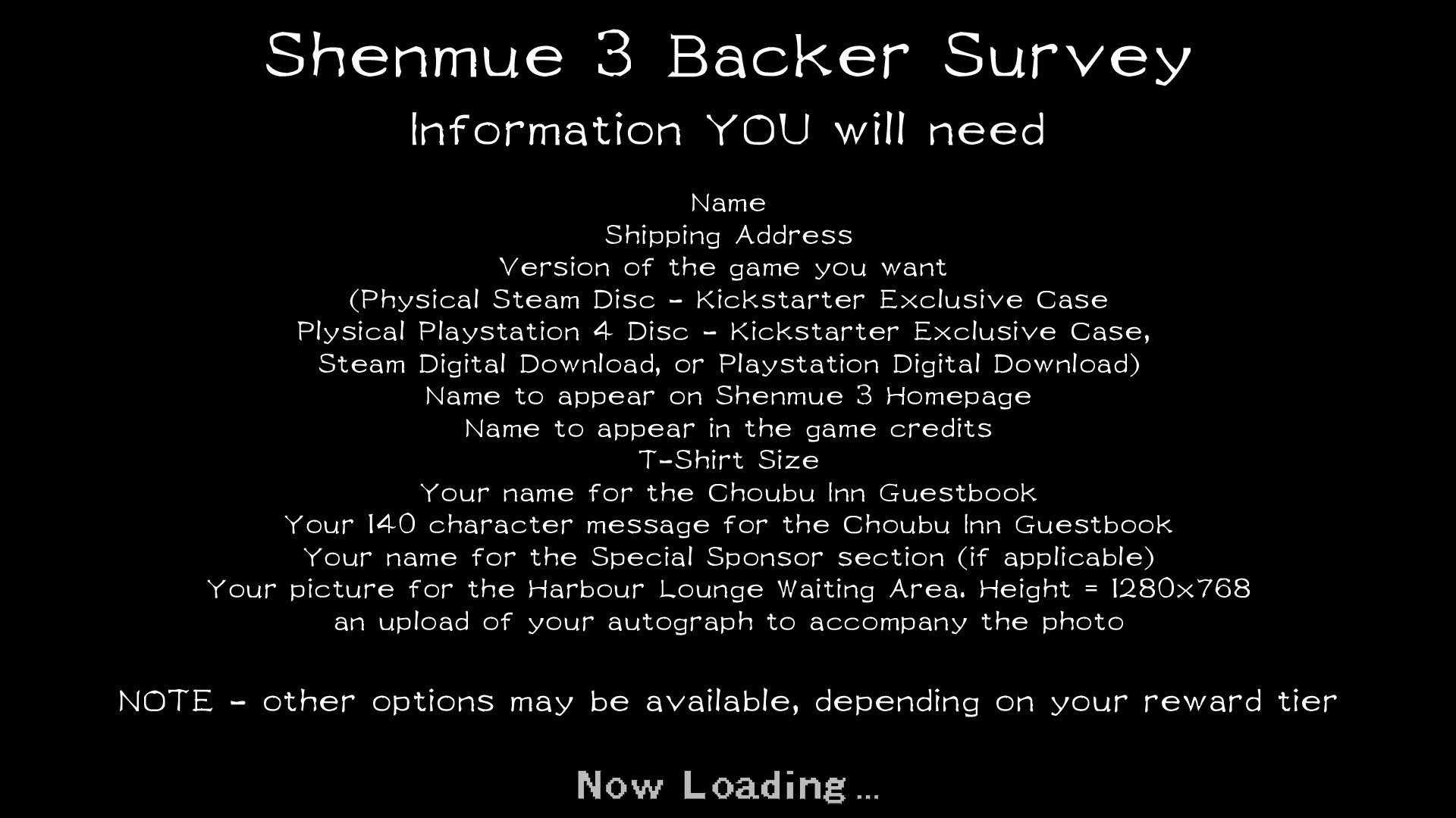 Shenmue Dojo The Shenmue 3 Surveys Are Now Starting To Go Out Via Email From Fangamer Do Not Worry If You Have Not Received Any Communication Yet They Will Be Shenmue Dojo The Shenmue 3 Surveys Are Now Starting To Go Out Via Email From Fangamer Do Not Worry If You Have Not Received Any Communication Yet They Will Be