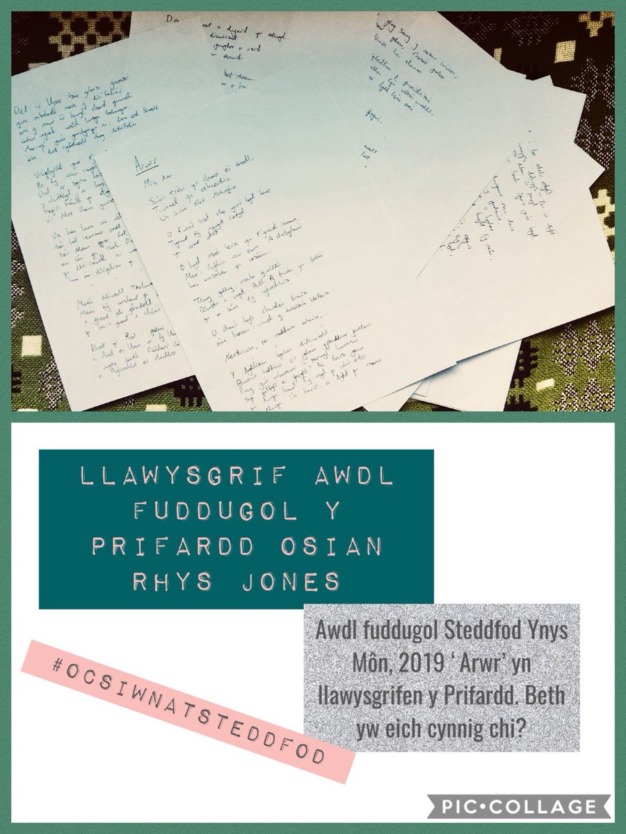 Un o drigolion ein patsh ni enillodd Cadair Eisteddfod #YnysMôn 2017. Hoffech chi fod yn berchen ar awdl 'Yr Arwr' yn llawysgrifen y Prifardd @osianrhysjones? #ocsiwnatsteddfod