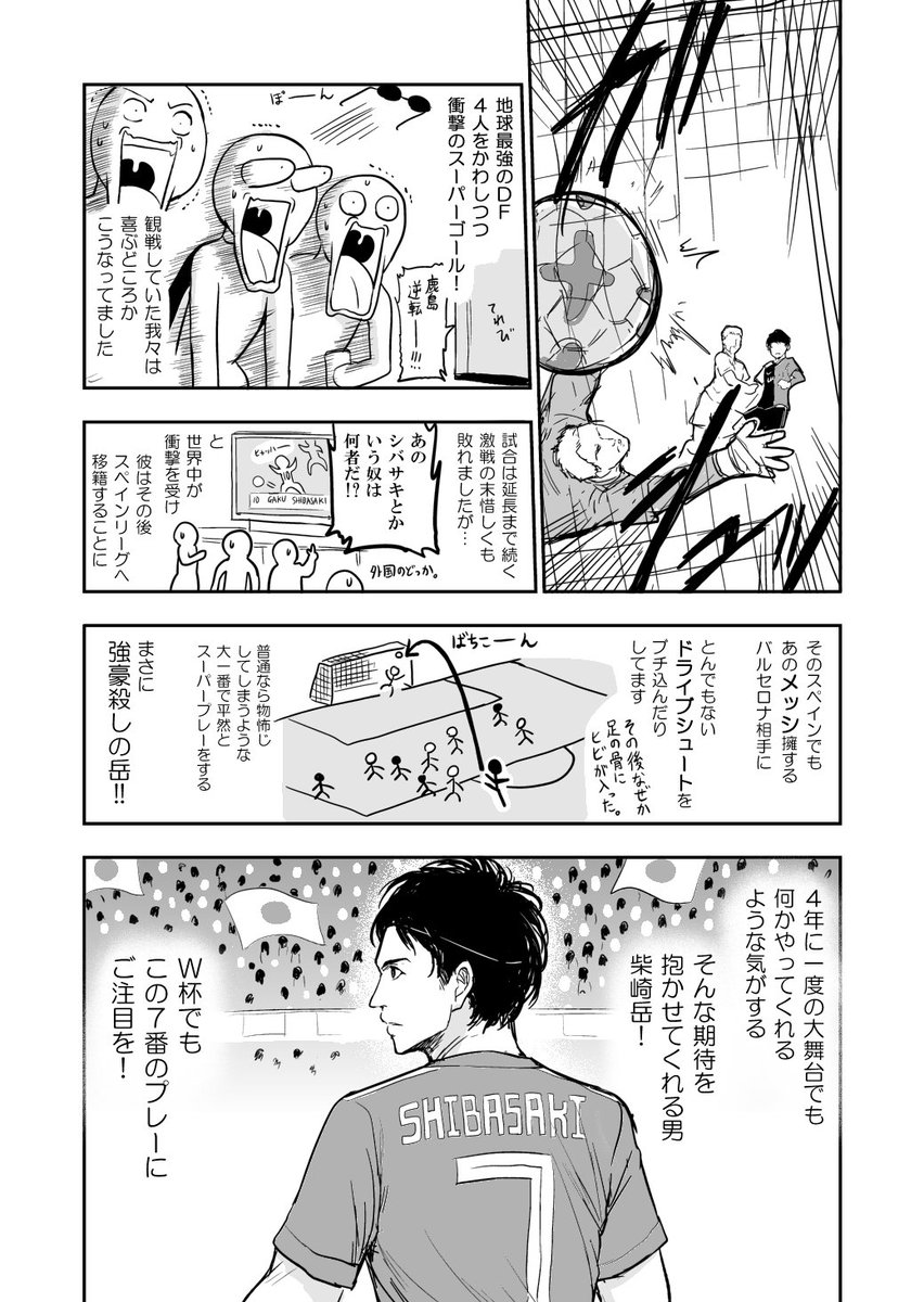 初心者にも漫画でわかるサッカー日本代表漫画。柴崎岳編。 