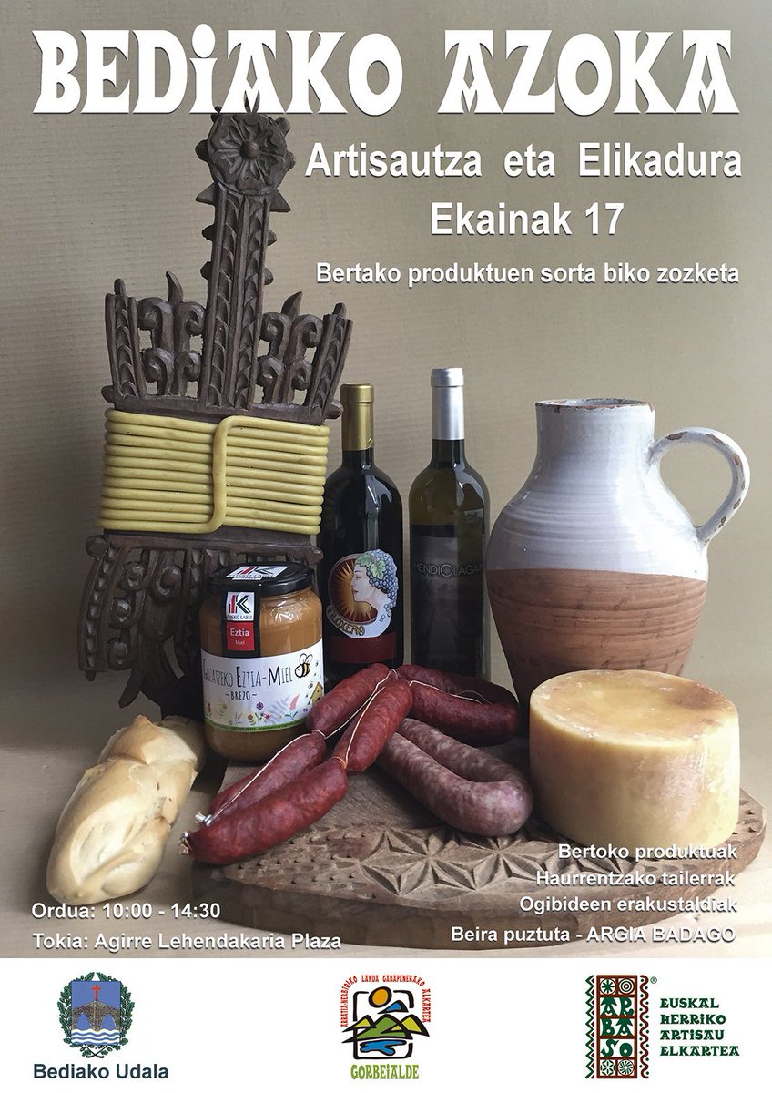 Feria de Artesanía y Alimentación de BEDIA. El próximo domingo, 📆 17 de junio, para dar a conocer el trabajo de artesanos y productores de Gorbeia. ow.ly/3wjY30kvKTE  @mybilbaobizkaia  <a href="/Bizkaia/">Bizkaiko Foru Aldundia/Diputación Foral de Bizkaia</a>  <a href="/ArbasoArtesania/">ArbasoArtesanía</a>    #bedia #gorbeia #bizkaia #artesanía