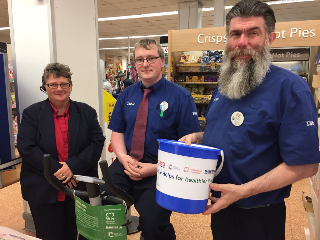 LoveLeamington's tweet photo. How far can they go? Come and visit Tescos along the parade who are raising money for @DiabetesUK till 3-4pm by cycling on a static bike.   @Tesco_Midlands @therealgerald73 #OVOWT #loveleam #leamington https://t.co/WrllwLKcvh