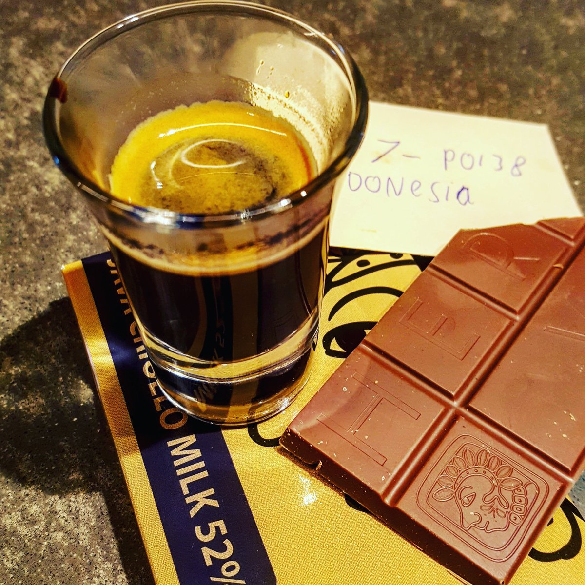 Cacaophiles's tweet photo. Proof that you can go to heaven and back in a matter of seconds: Java milk chocolate paired with a an Indonesian espresso! @daarncoffee @vandenderchocolates @hermanvandender #flavourvoyage #pairing #heavenonearth #fineflavour #beantobar https://t.co/7NnmojzI0w