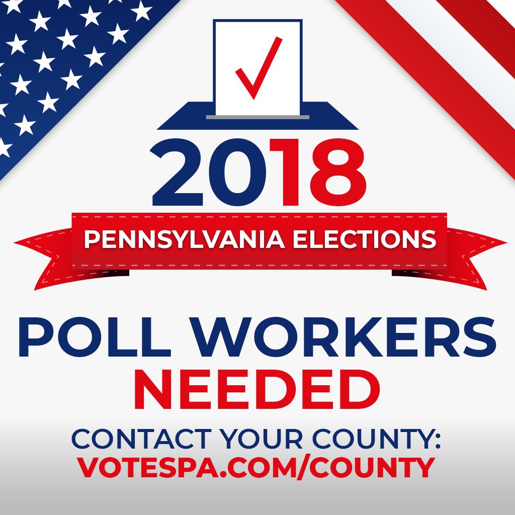 PAStateDept's tweet image. All counties have a need for poll workers, and in some counties the need is critical. If you want to help your community, contact your county board of elections to become a poll worker: votesPA.com/county