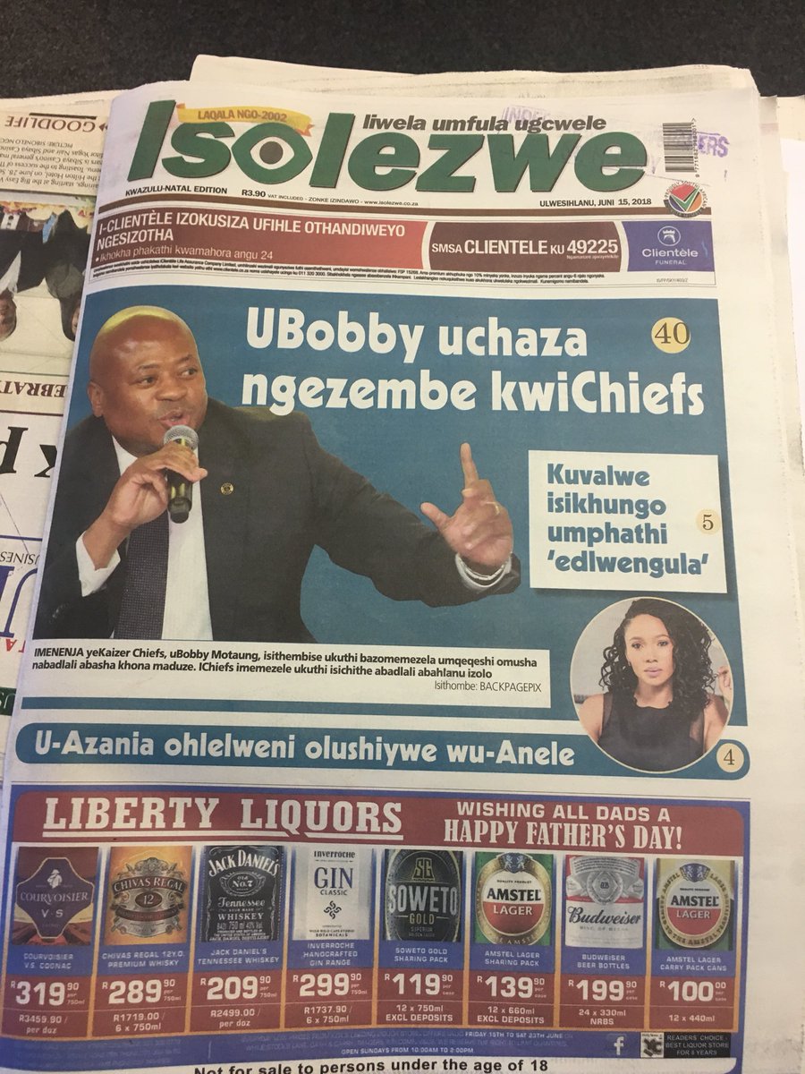In honoring the youth of 1976, @IsolezweNews did a faux front page of the newspaper in Afrikaans today's edition #June16