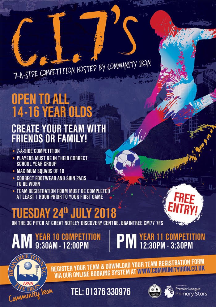 CI7's Cup | We as The Academy have organised for Students in Year 10 and Year 11 to come and play in a tournament with your friends. This will be held at Notley Discovery Centre, 24th July 2018. Year 10 comp will be held at 9:30am - 12:00pm and Year 11 comp 12:30pm - 3:30pm