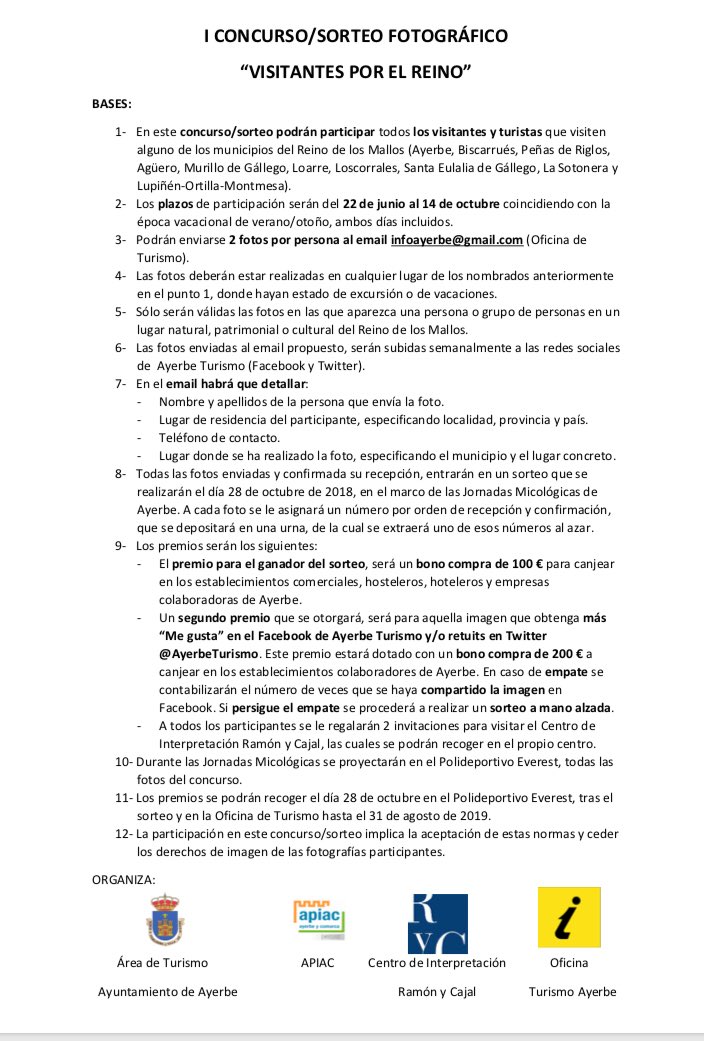 aytoayerbe's tweet image. BASES SORTEOS/CONCURSOS

“AYERBENSES POR EL MUNDO”

“VISITANTES POR EL REINO”

#TurismoAyerbe #APIAC #AyerbePrePirineoyCultura