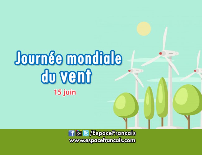 EspaceFrancais's tweet photo. #15juin 2018
C'est la Journée mondiale du vent !
► https://t.co/Rnh3fOYbM5 ◄
#JournéeDuVent #Vent #GlobalWindDay #SolutionWind #SolutionVent #Énergie #DéveloppementDurable #Développement #Enrivonnement #Protection #Solution #Wind #GWD2016 #WindDay2016 #FuturEnergy #Energy #EDF https://t.co/7QCDuo58Kx