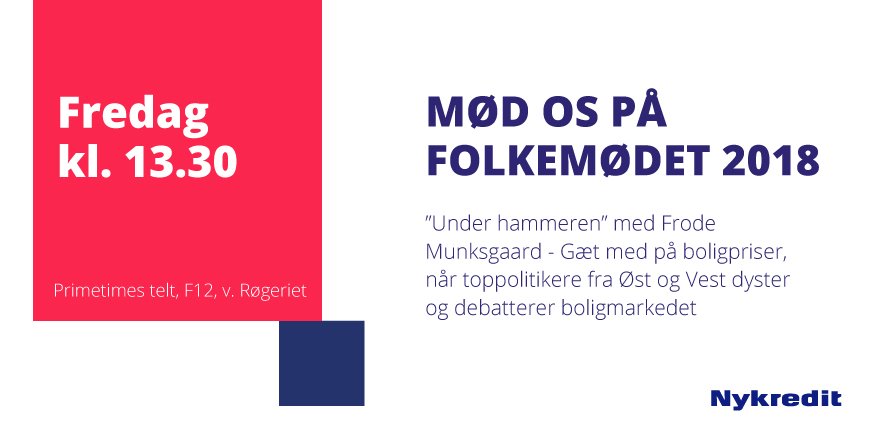 Kom til "Under hammeren" med Frode Munkgsgaard og se, om du er bedre til at gætte boligpriser end fire politikere. Det er om en time kl. 13.30 på #fmdk ved Primetimes telt F12 v. røgeriet #dkpol #dkbolig