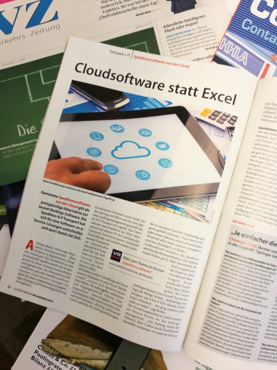 catkinEU's tweet photo. #Cloudsoftware statt #Excel!
Unsere auf #catkin basierende Lösung #cTRANS wird in der #Verkehrsrundschau im Einsatz bei NP Trans vorgestellt. Für eine effiziente #Disposition und #Vernetzung in der #Lieferkette @dvz_news @techstars @FraunhoferIML @vr_online @startupbrett #Presse https://t.co/zasgVtleUb