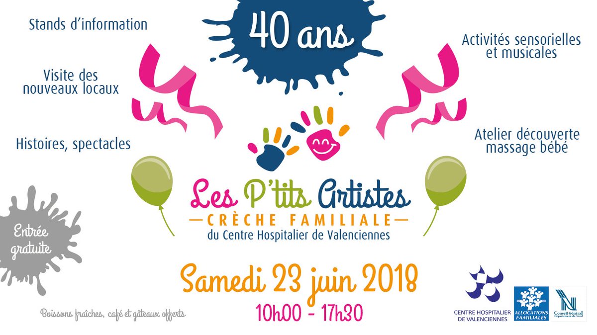 Ch Valenciennes 23 06 La Creche De Chvalenciennes Fete Son Anniversaire Pour Ses 40 Ans Animations Ateliers Et Activites Pour Les Petits Et Les Grands Sont Proposes Venez Nombreux