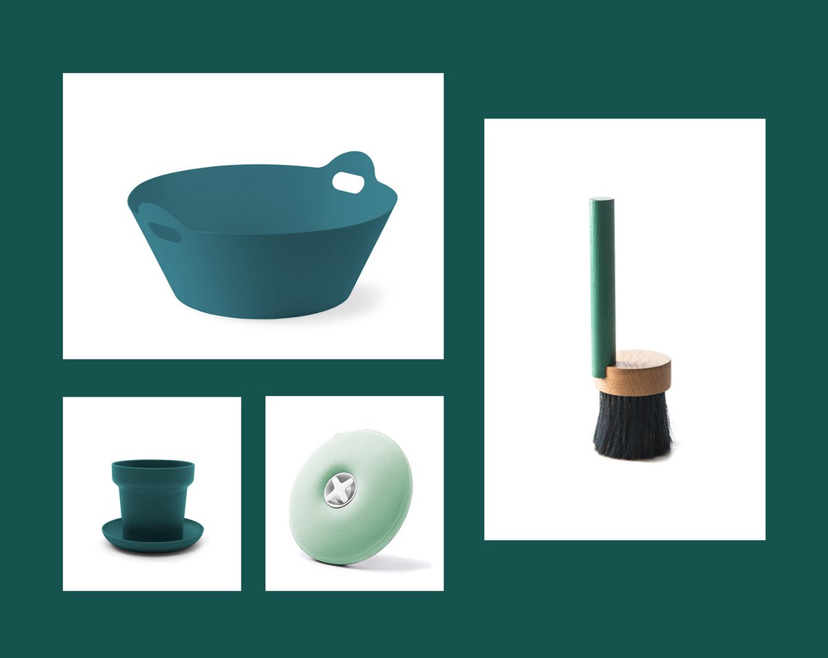 BRAND_KIOSK's tweet image. The colourful brand #Authentics enriches the Green-Friday with the 2Hands basket by @KonstantinGrcic, the hot-water bottle Pill by #JehsandLaub, the practical plant pot Green by #NitzanCohen and the Brush No.2 by @ZoeMowat, inspired by the formal severity of the shaker design.