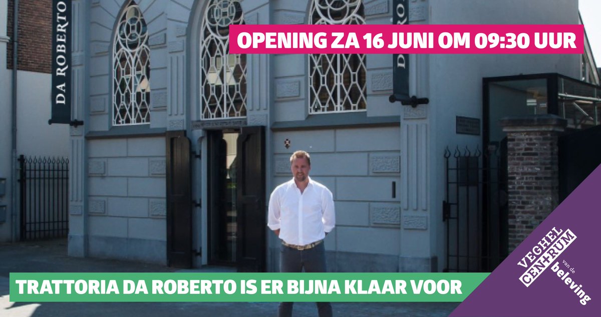 Een nieuwe bewoner in de #synagoge in de Deken van Miertstraat.. Morgen opent Trattoria da Roberto haar deuren! Gastheer en eigenaar Robert Wallet is er bijna klaar voor: bit.ly/2yeh8fV #veghelcentrum #opening #heelveelsucces