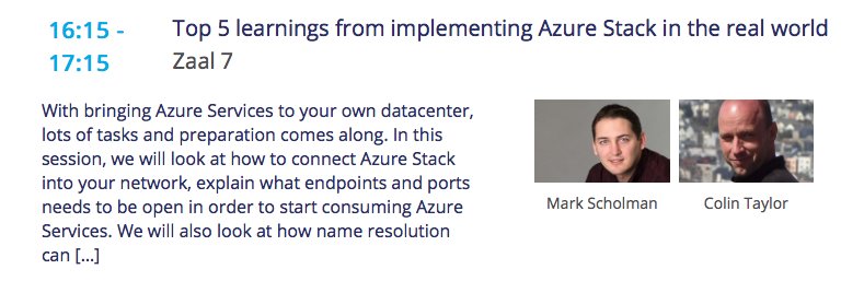 markscholman's tweet photo. #AzureStack - Lessons learned from the field! @ColinTaylorNL and @markscholman will share all you need to know! Come and join us @ExpertsLiveNL - https://t.co/8jDwHQBjxs #HPEAzureStack #HPEMSFT #AzureStackOnTour https://t.co/ufAjlBkPaF
