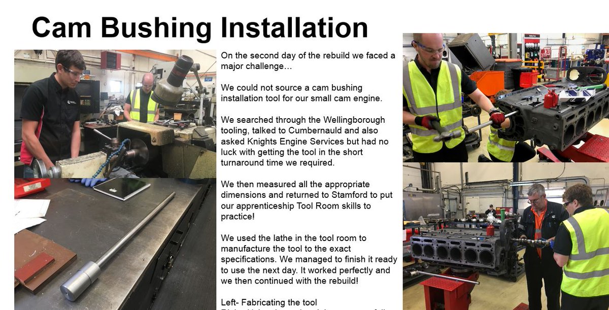 CGTApprentices's tweet photo. 2/2 We could not source a cam bushing installation tool for our small cam engine, so we manufactured on in our tool room to fit https://t.co/YrAU5mXv61