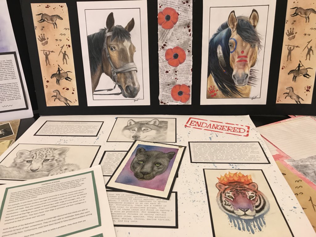BryntirionComp's tweet photo. Some fantastic artwork on display by our Year 11 GCSE @BryntirionART students! Exhibition dates will be announced soon! https://t.co/1mWoNJ8hER