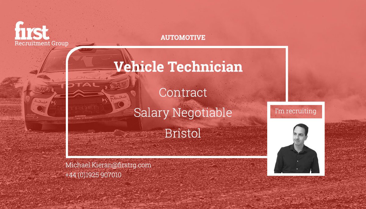 Manufacture_1st's tweet photo. Vehicle Technician wanted to join our #Automotive clients team on a contract basis in #Bristol. Get in touch with Michael Kieran to discuss this opportunity further or see here: https://t.co/DPLjsS0B72 #Jobs #Mechanic https://t.co/cjEpjrGtYC