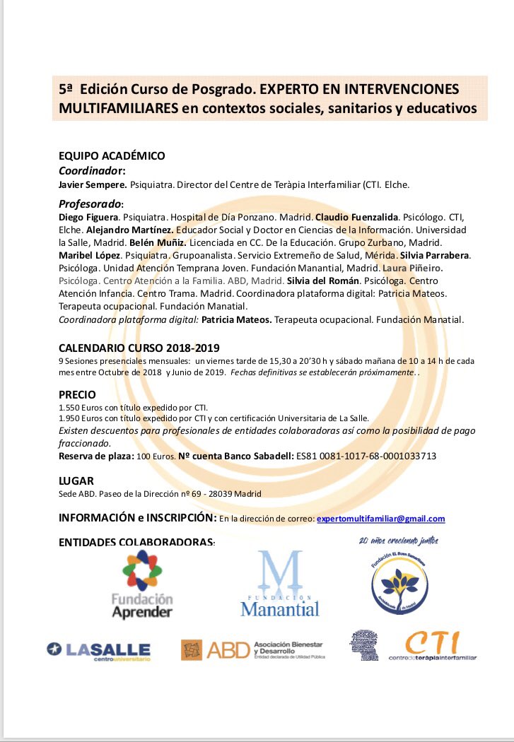 MateosPatricia's tweet photo. Posgrado en intervención Multifamiliar https://t.co/v4VqjR0DUw