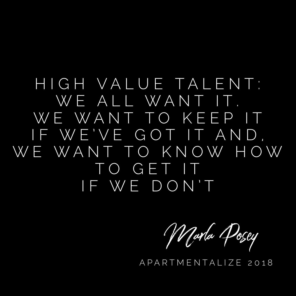 🔷 On the Lookout for High Value Talent #highvaluetalent #talentcapital <a href="/therealmarlz/">Marla</a> <a href="/NAAhq/">National Apartment Association</a> #Apartmentalize