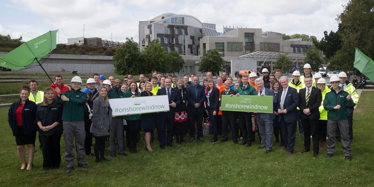 ScotRenew's tweet photo. Yesterday MSPs from across the political spectrum came together with workers from the onshore wind industry outside the Scottish parliament to back Scotland’s sector. Read more about the #OnshoreWindWeek event on our website #OnshoreWindNow #YesToWindPower https://t.co/cV01IZ0Kfr https://t.co/fqwRcPcFqv
