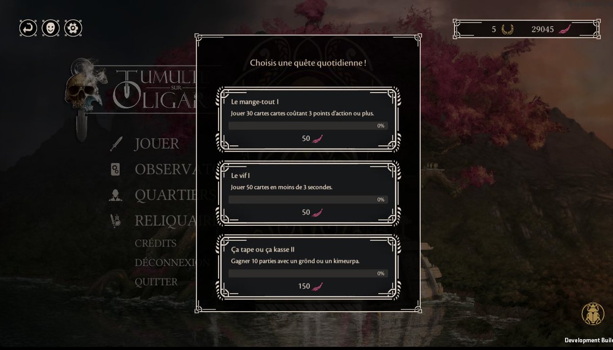 [Soon available] The daily quests !

Earn more favors with these daaily challenges ! By the way, you can notice some changes on the menu :)