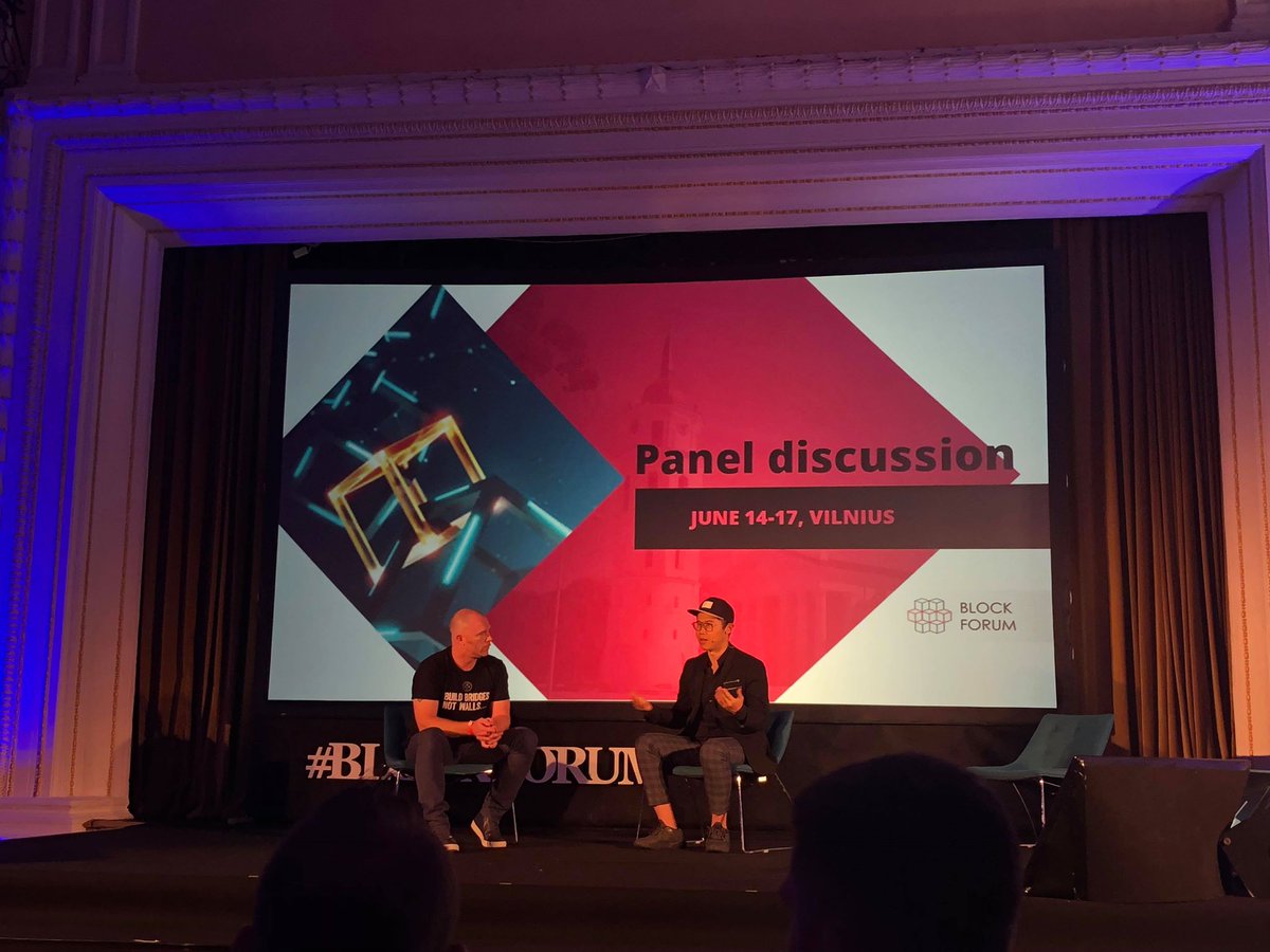 ryanwangny's tweet photo. Retweeted Blockchain Centre Vilnius (@BCGatewayEurope):
Second day at #Blockforum conference! Very energetic discussion on stage between @chrisjsnook & @ryanwangny using analogy of laundromats to explain #cryptonomics. https://t.co/PNNg8sS230