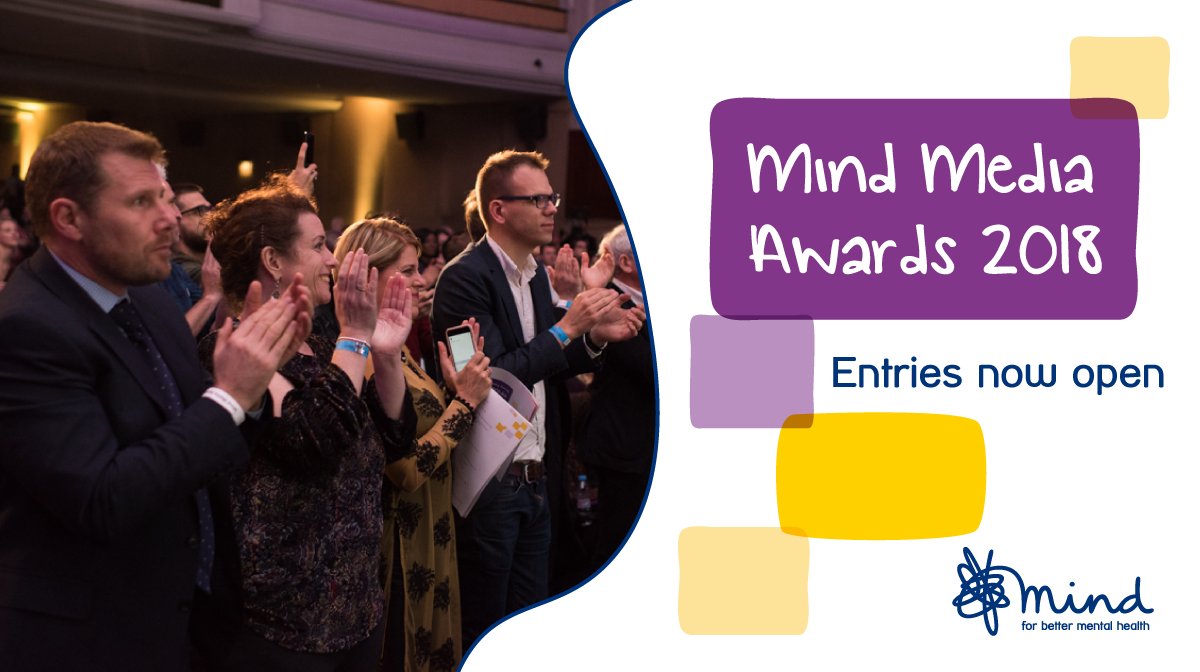 We're open for entries for the Mind Media Awards 2018, celebrating the very best portrayals of mental health across the media. Find out more > bit.ly/2vl5z3R #MindAwards