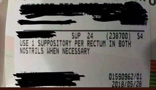 CommSuppNet's tweet photo. Sometimes we like to have a giggle, it’s Friday. Feel embarrassed for the #dispensingpharmacist though and wonder if it was #accuracychecked @NHSEngland @CareQualityComm https://t.co/HFWC6UtDlW