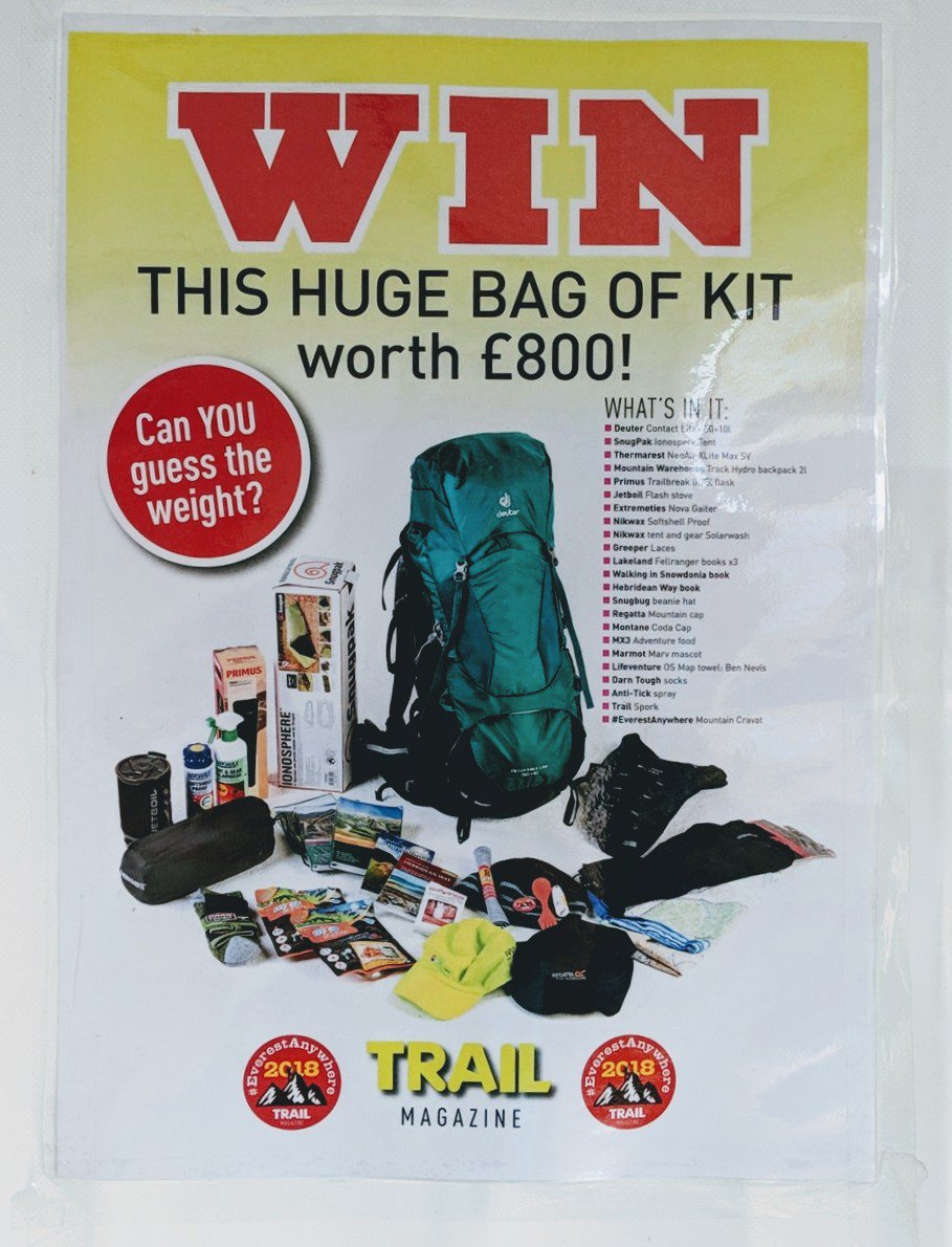 TrailMagazine's tweet photo. Time to reveal the weight of the #KMF18 rucksack! It weighed...
...9.380kg!
The closest guess was 9.371kg - from our very own @GingerheadBen! But he can't win, so the prize goes to the next closest which was 9.250kg.
If that was your guess, look out for our email in your inbox! https://t.co/jxO0sqLAvv