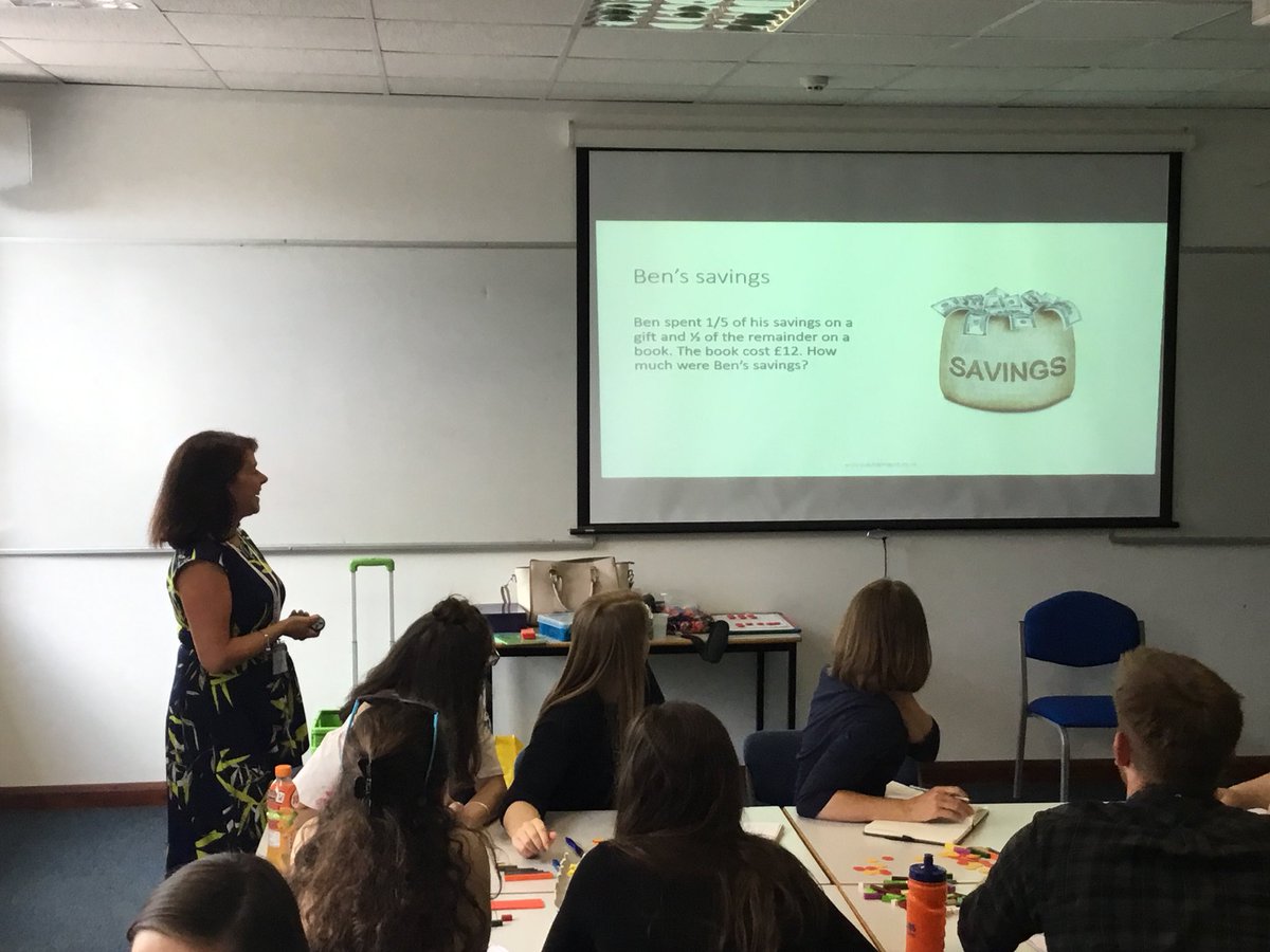 PrimaryMathsUoG's tweet photo. Super session with Judy Hornigold @DyscalculiaInfo at #MathsMatters18 Now onto the bar model method #SingaporeMaths https://t.co/VRPoCYtVKv