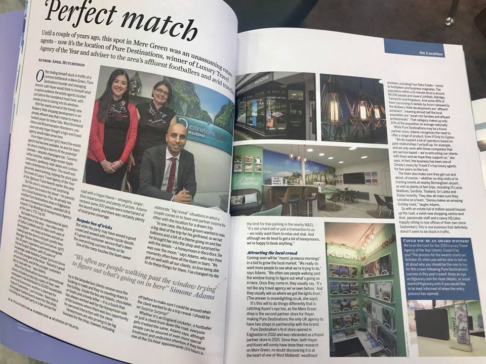 PureDestination's tweet image. We're featured in the new issue of @TTGMedia about our new store in #MereGreen #suttoncoldfield 

@KuoniTradeTeam