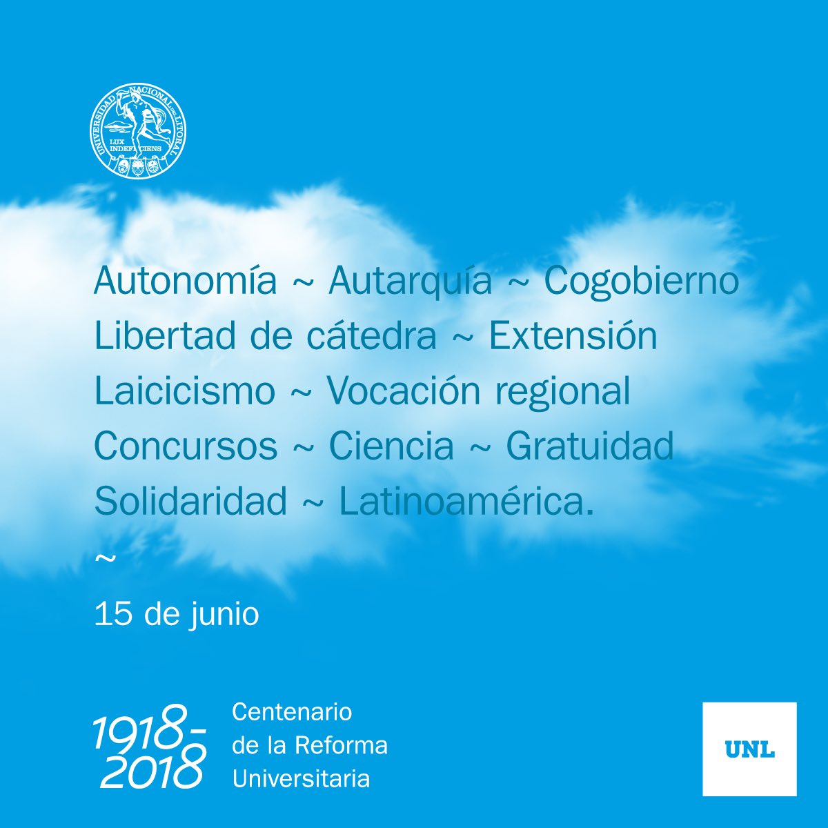 UNLitoral's tweet photo. 15 de junio ~ Centenario de la Reforma Universitaria, la gesta estudiantil que revolucionó la educación superior de toda América.

https://t.co/wRDZzQZfIe https://t.co/Ft91ydmmqd