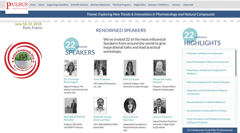 GRajauria's tweet photo. Thanks #PulsusGroup for inviting me as a #GuestSpeaker for World Congress on Pharmacology &amp; Chemistry of Natural Compounds in #Paris June 18-19. Looking forward to attend it. #NaturalCompounds2018 https://t.co/xtcg2IMWs2