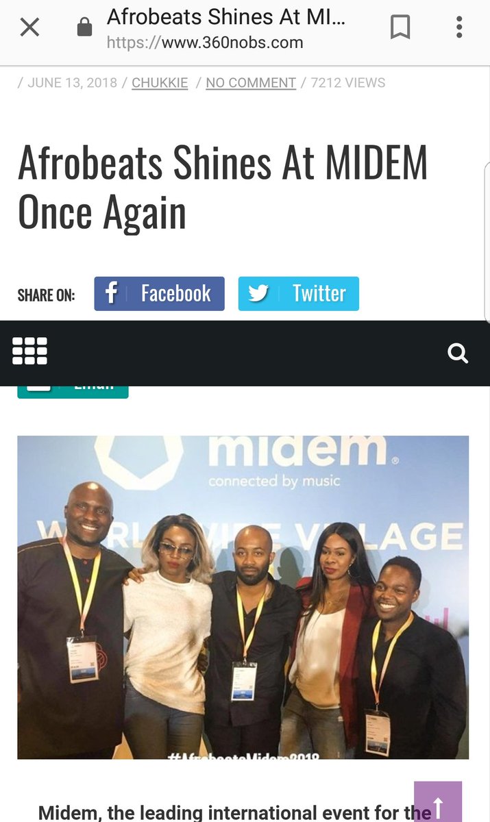 stevespotlight's tweet photo. You were not able to attend #Midem this year in Cannes FRANCE read the write up by @360Nobs on how #Nigeria &Afrobeats shined again on the no1 music conference 😁😁 read article here 》》 https://t.co/agjjmLVIxl
@midem #Afrobeats #midem2018 https://t.co/icT8L25qGK