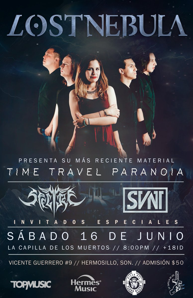 lostnebulamx's tweet photo. Amigos de #Hermosillo Este 16 de Junio nos estaremos presentando en #LaCapillaDeLosMuertos Presentando nuestro mas reciente material #TimeTravelParanoia previo a nuestra gira en Canadá:  https://t.co/VPeb4boN9U https://t.co/61jf4sSrqP