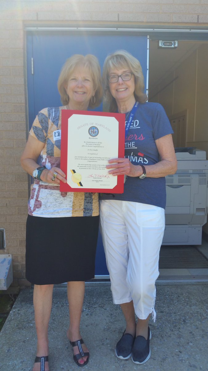 Sen_Klausmeier's tweet photo. Congratulations to JoAnn Schaeffer on her retirement  from #Joppaviewelementary after 42 years with BCPS! https://t.co/NvGEXIWpvq