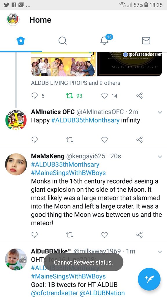 <a href="/susanRa69/">SUSAN VILLALUZ 💚A&M💚🇮🇹</a> ‘s 1st #ALDUB35thMonthsary our early bird 🦅