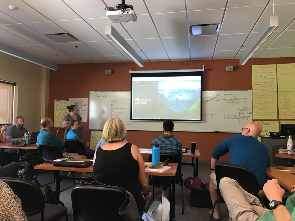 STEMisMyFuture's tweet photo. Durango’s Escalante Middle School teachers Lu and Jourdan presenting their #COGeoInquiry from @COGeogAlliance summer #NatGeoInquiry #RuralSTEMinCO #STEMisMyFuture @EsriStoryMaps @josephkerski @SoCoDiveGuy1 @esriSurvey123 https://t.co/QBGJ5egwEn