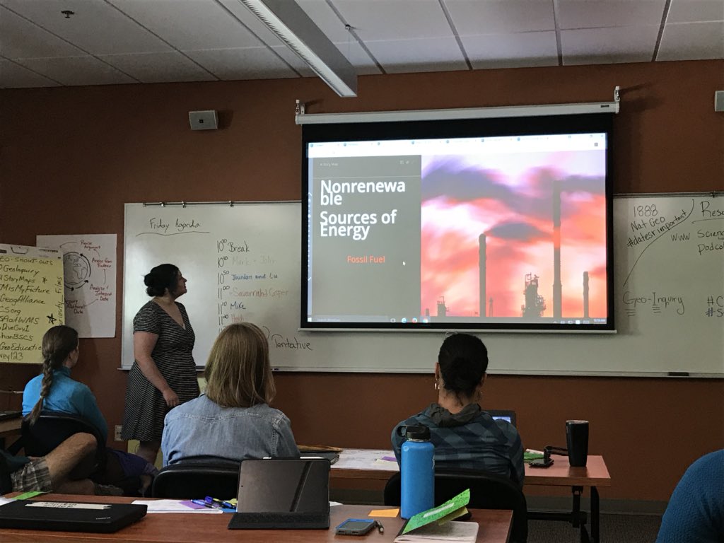 STEMisMyFuture's tweet photo. Durango’s Escalante Middle School teachers Lu and Jourdan presenting their #COGeoInquiry from @COGeogAlliance summer #NatGeoInquiry #RuralSTEMinCO #STEMisMyFuture @EsriStoryMaps @josephkerski @SoCoDiveGuy1 @esriSurvey123 https://t.co/QBGJ5egwEn