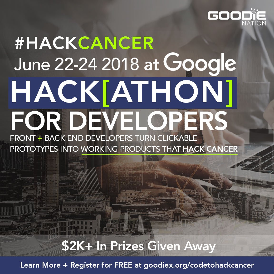 goodienation's tweet photo. ATL: Next weekend, we're back at Google's Atlanta office for Goodie Hack[athon] For Developers, and we're looking for front-end developers, back-end developers and web designers to help our teams #HackCancer + #HackSTDs. 
Register here - https://t.co/XamV3TPfor https://t.co/Hnhrj4eE55