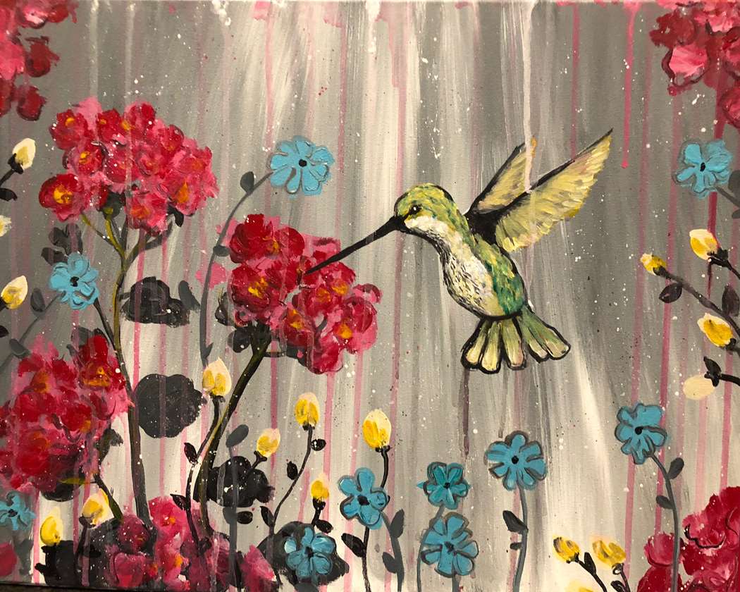 PinotsArnold's tweet photo. Find your inner peace in painting these beautiful and tranquil master pieces this weekend! Book your canvas at: 
https://t.co/k9kcXWgnPd
#tranquil #purplesunset #hummingbirds #rainydays #acrylicpainting #paintdrinkhavefun https://t.co/spAd4xP75H